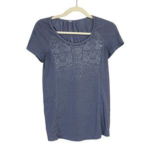 Lululemon Women's Short Sleeve Top Run Wild Ruffle Reflective Purple Size 4